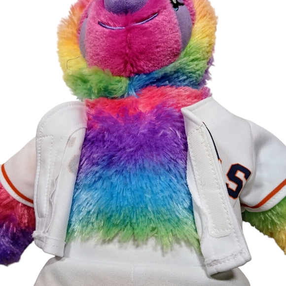 BUILD-A-BEAR RAINBOW SLOTH PLUSH W/HOUSTON ASTROS BASEBALL UNIFORM 18" BABW - Picture 11 of 15